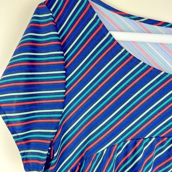 Karina | Original Easy Dress Multi Color Empire Waist Short Sleeve Dress | XL - Picture 2 of 5